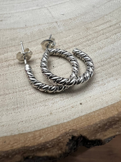 Elaine Tahe Sterling Silver Hoop Earrings