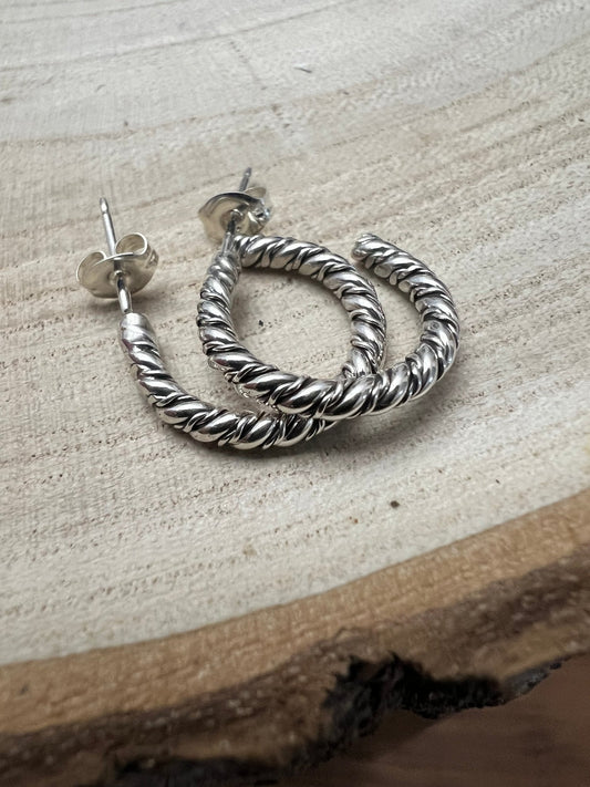 Elaine Tahe Sterling Silver Hoop Earrings