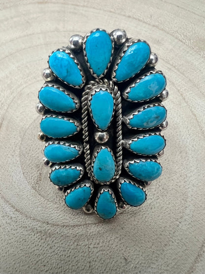 Eunise Wilson Turquoise & Sterling Silver Ring Size 8