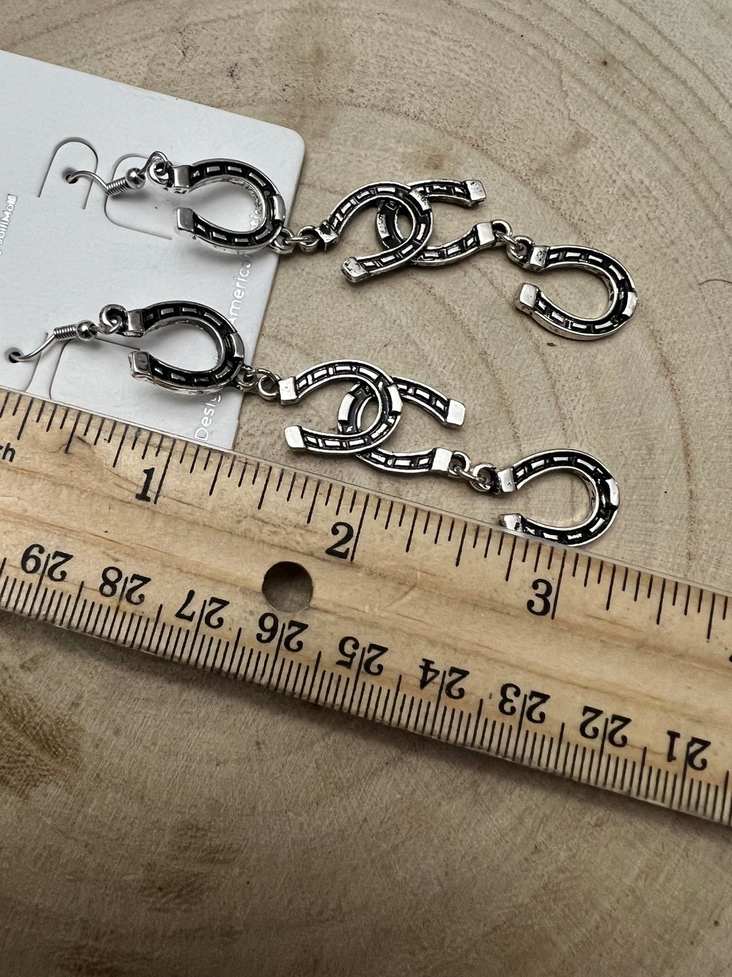 Fashion Horseshoe Dangle Earrings - 3 1/2 inch drop
