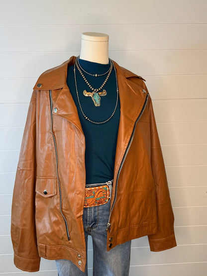 Faux Leather Moto Jacket - medium and large remain