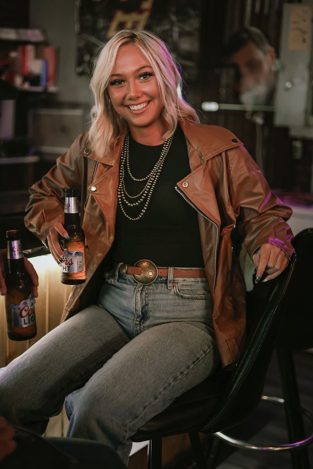 Faux Leather Moto Jacket - medium and large remain