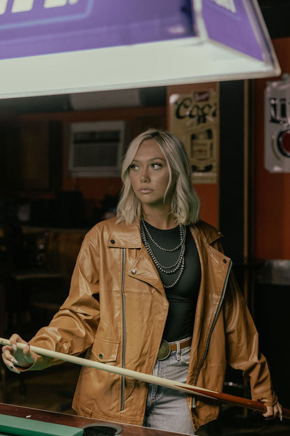 Faux Leather Moto Jacket - medium and large remain