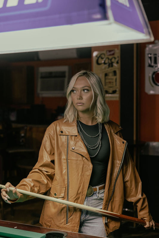 Faux Leather Moto Jacket - medium and large remain