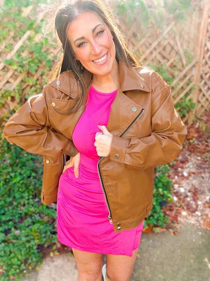 Faux Leather Moto Jacket - medium and large remain