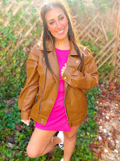 Faux Leather Moto Jacket - medium and large remain