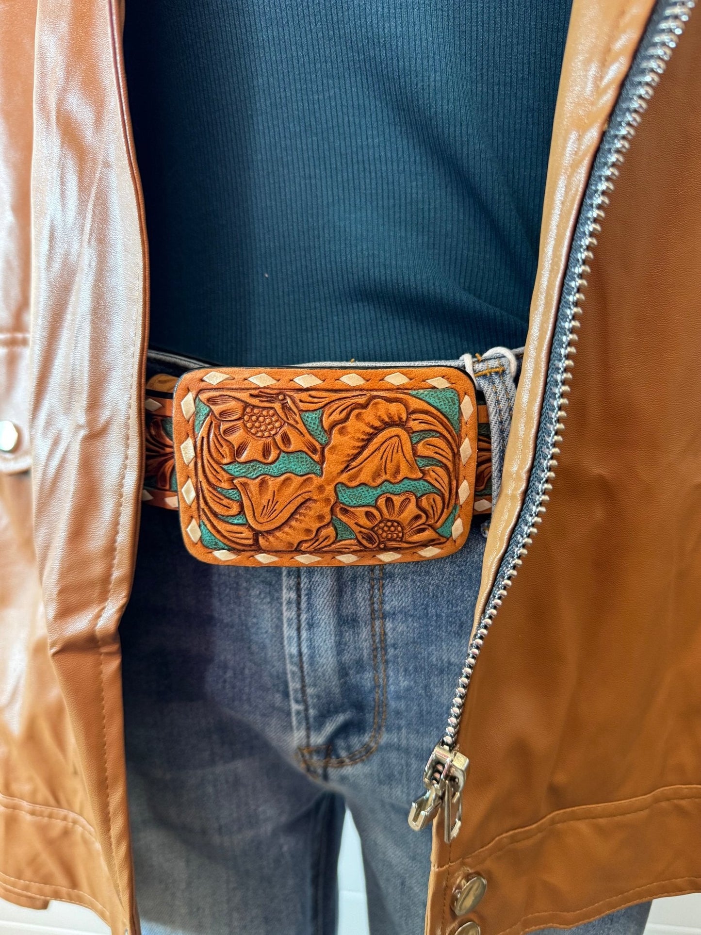 Faux Leather Moto Jacket - medium and large remain