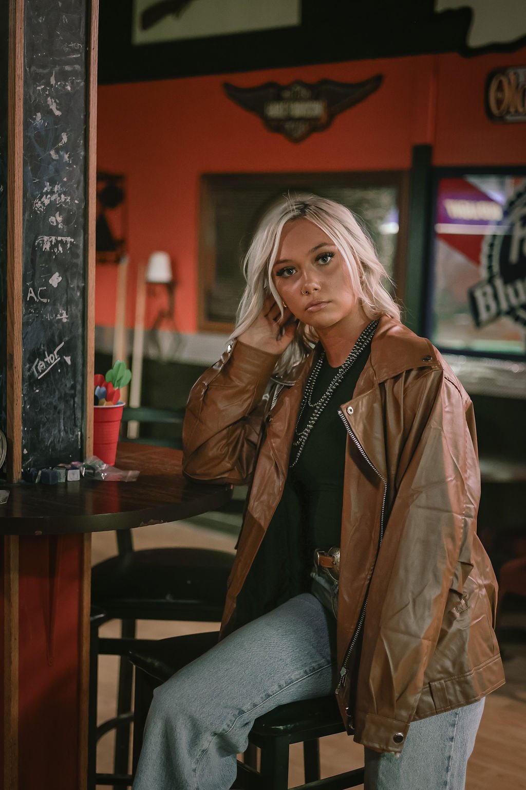 Faux Leather Moto Jacket - medium and large remain