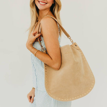 Pretty Simple - Rosalie Rivet Suede Hobo Bag