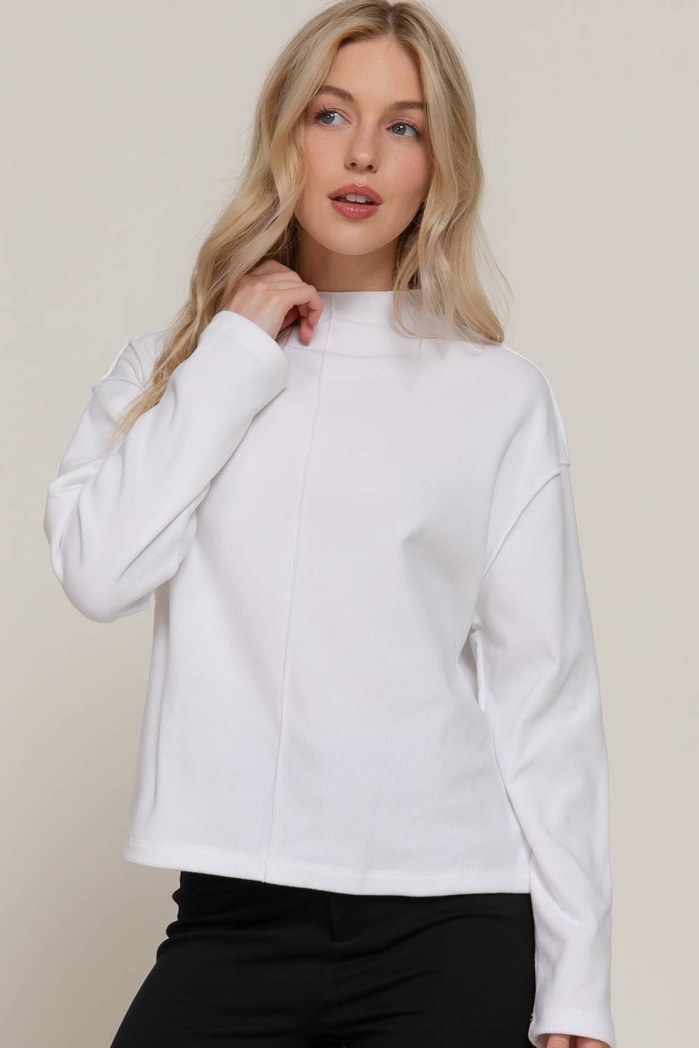 Frontier Brushed Rib Top - Mushroom or White