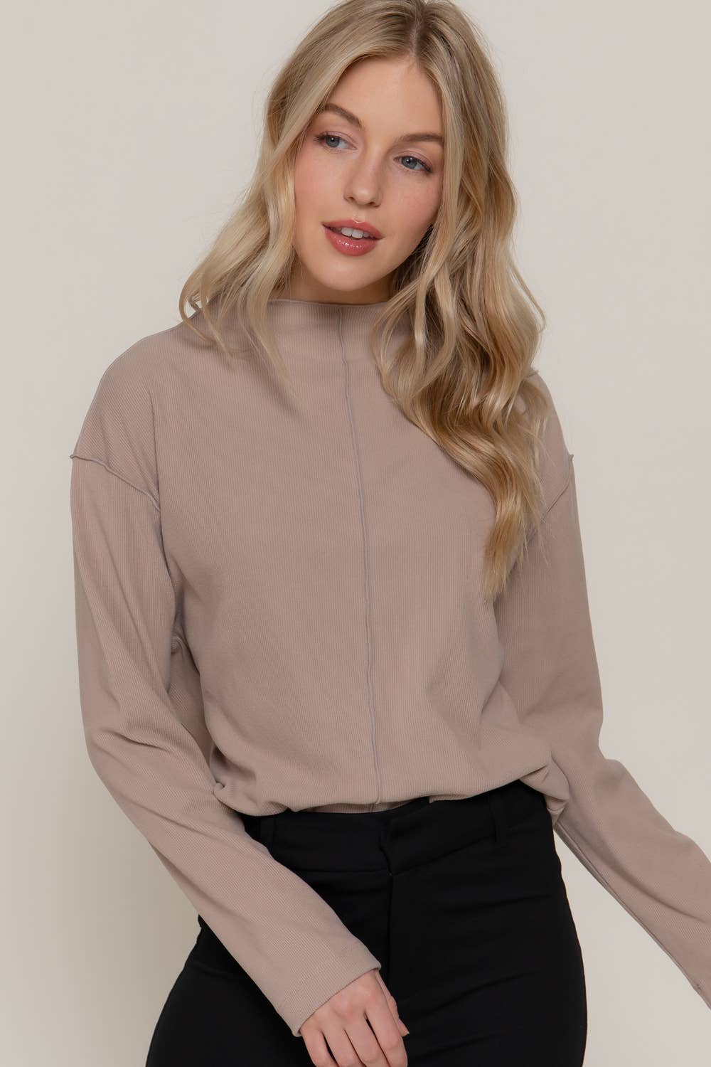 Frontier Brushed Rib Top - Mushroom or White