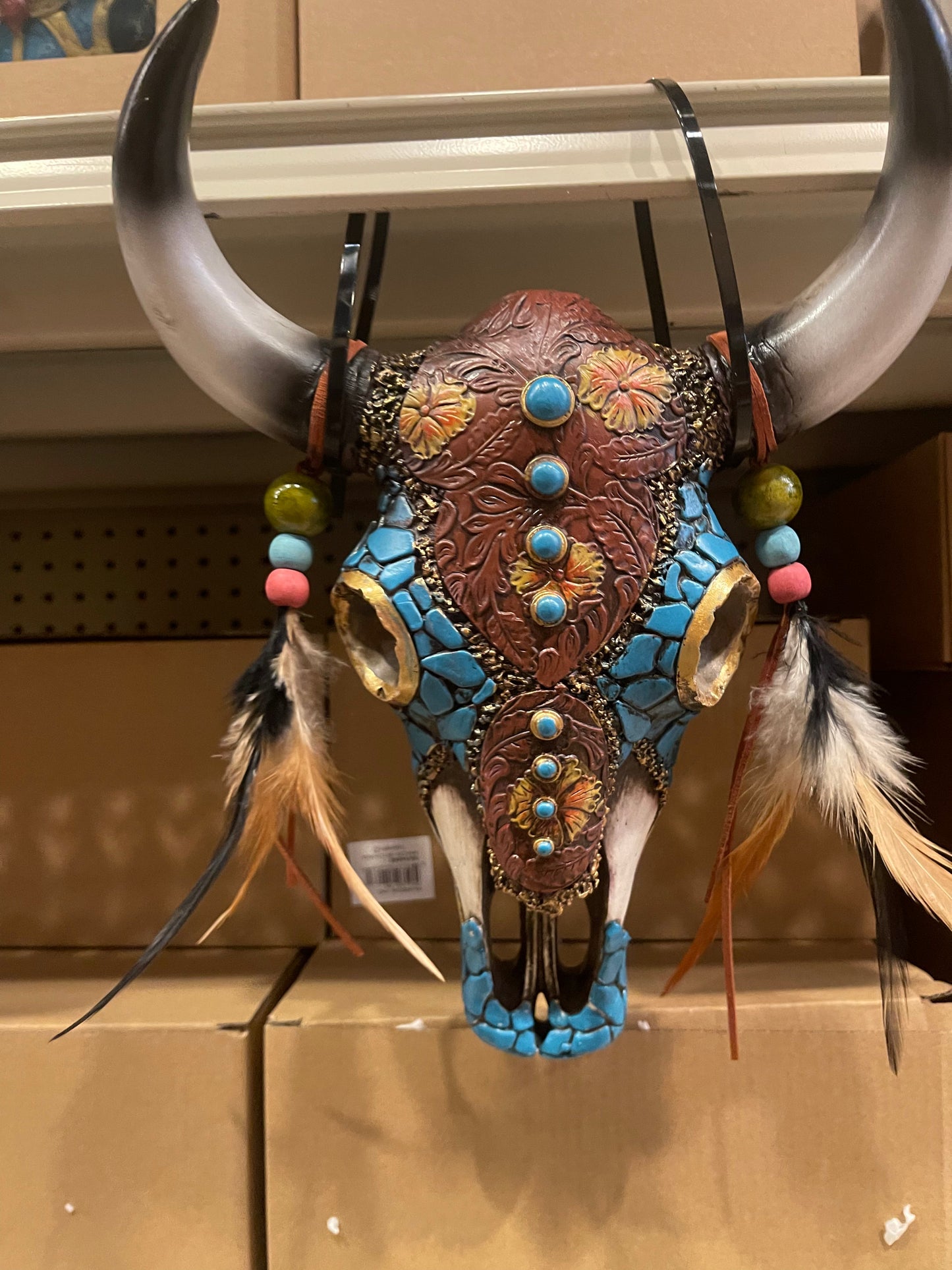 Tooled Leather  w/ Gems Cowskull