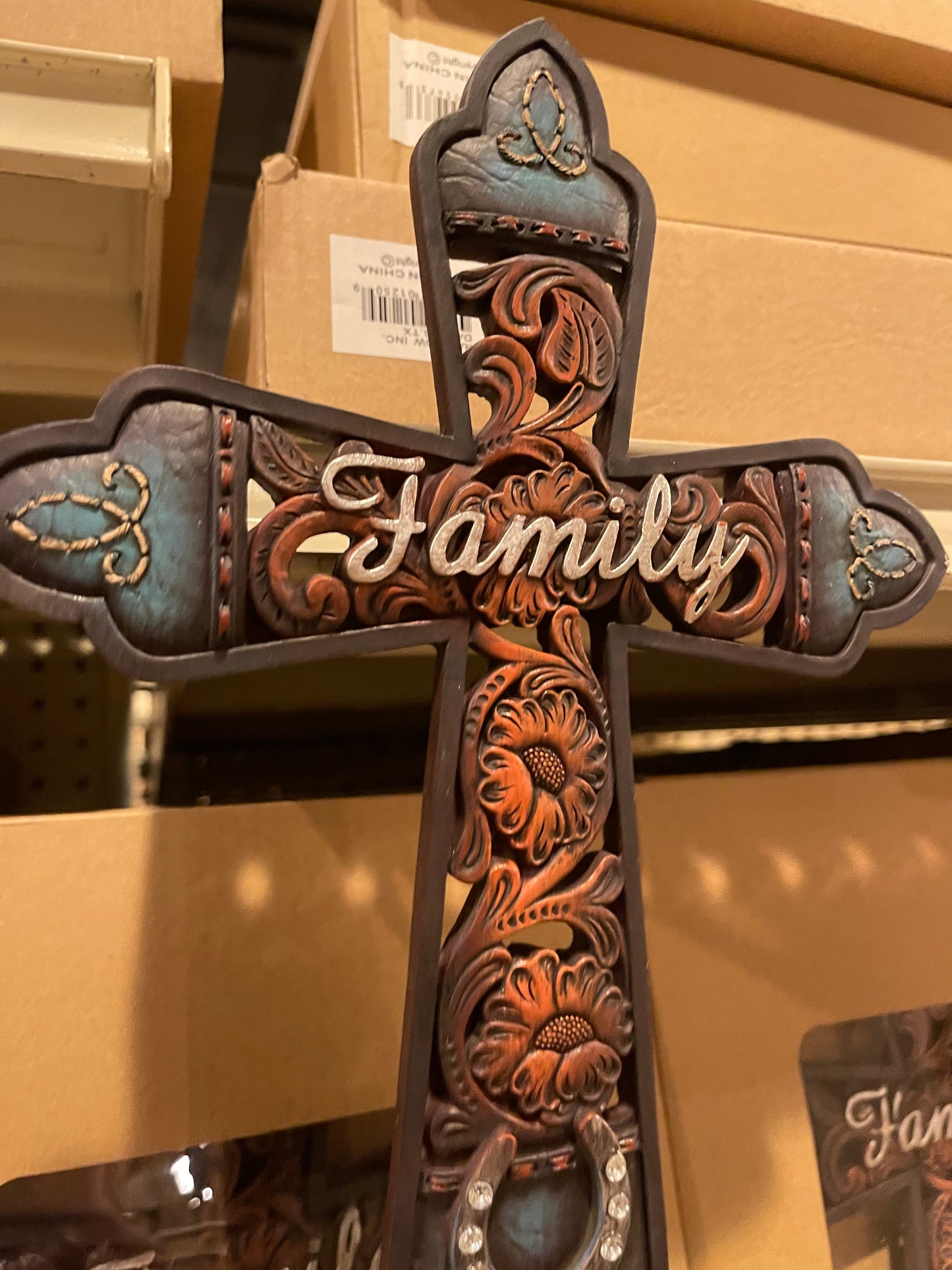 Tooled Family Horseshoe Cross
