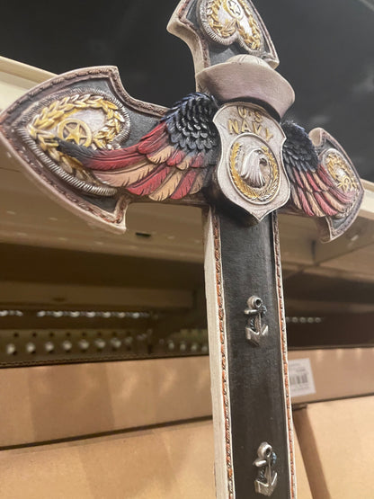 Navy Winged Wall Cross