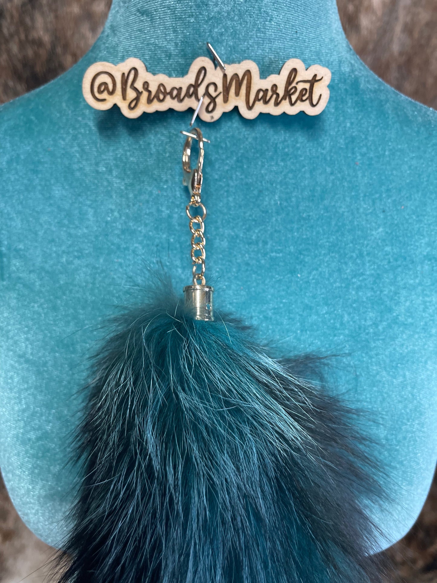 Turqouise Fox Tail Keychain