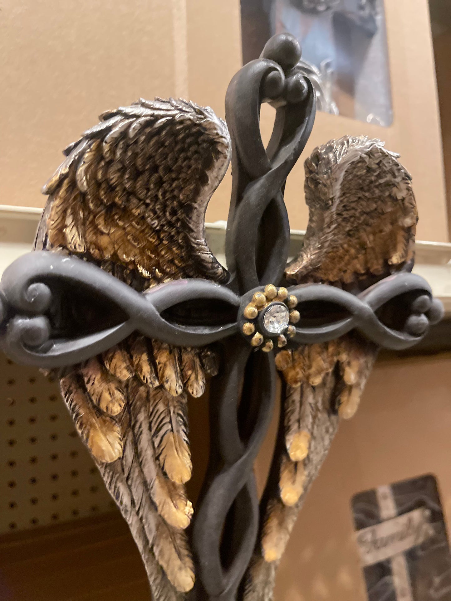 Black Twisted Angel Wing Cross