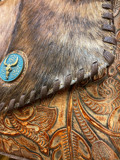 Turquoise Medallion Tooled Crossbody