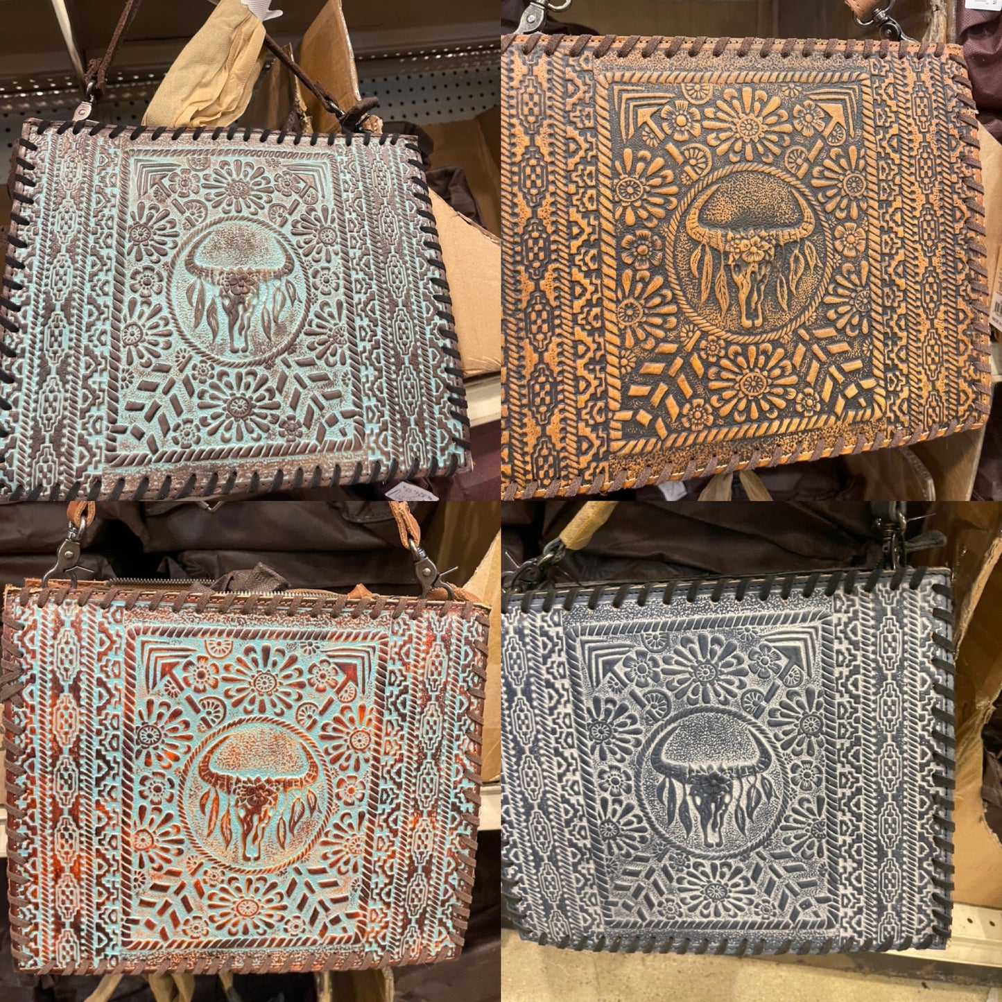 Tooled Cowskull Chain Purse