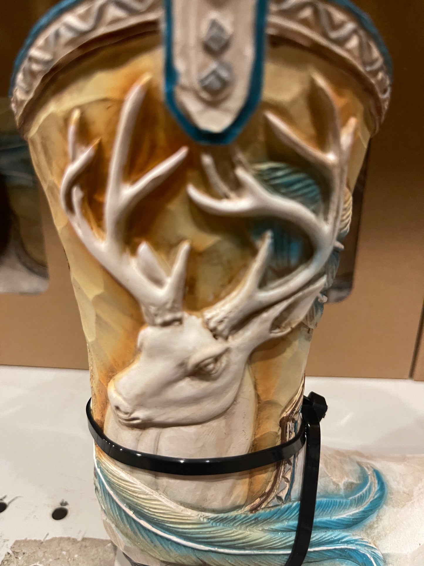 White & Blue Deer Boot Piggy Bank