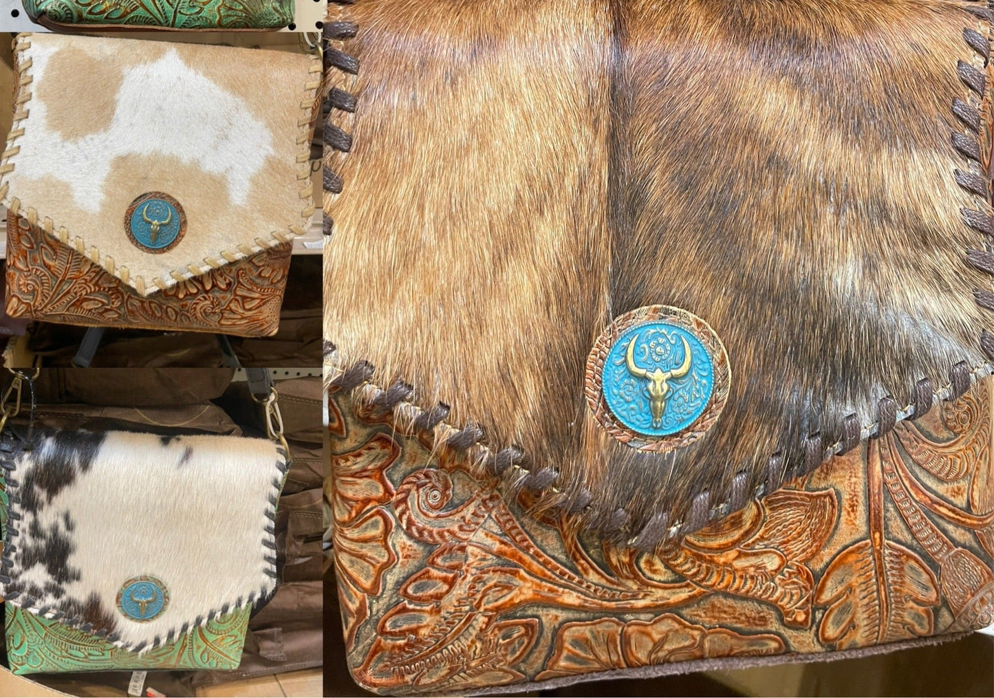 Turquoise Medallion Tooled Crossbody