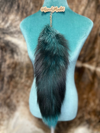 Turqouise Fox Tail Keychain
