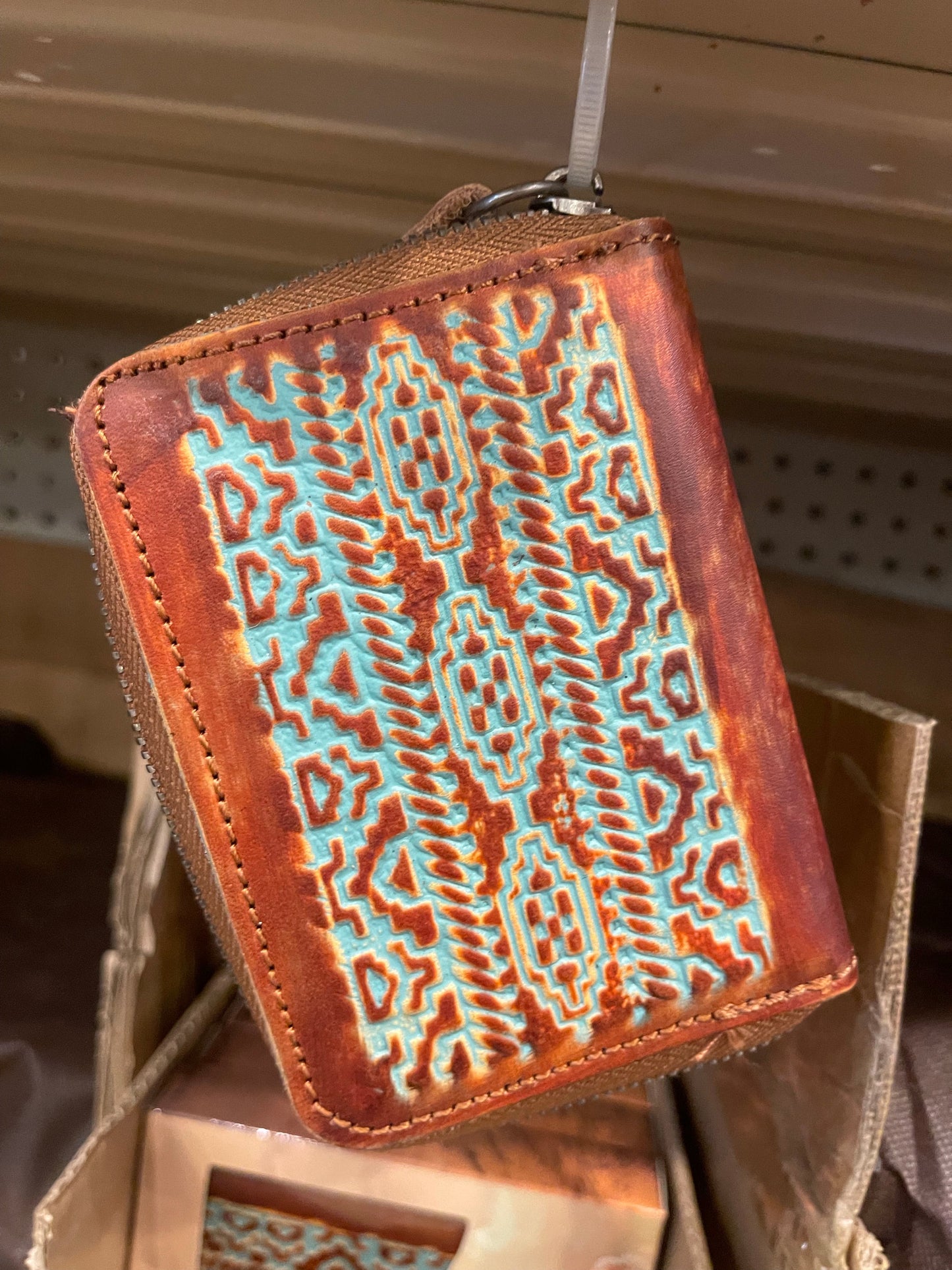 Leather Aztec Wallet Card Holder