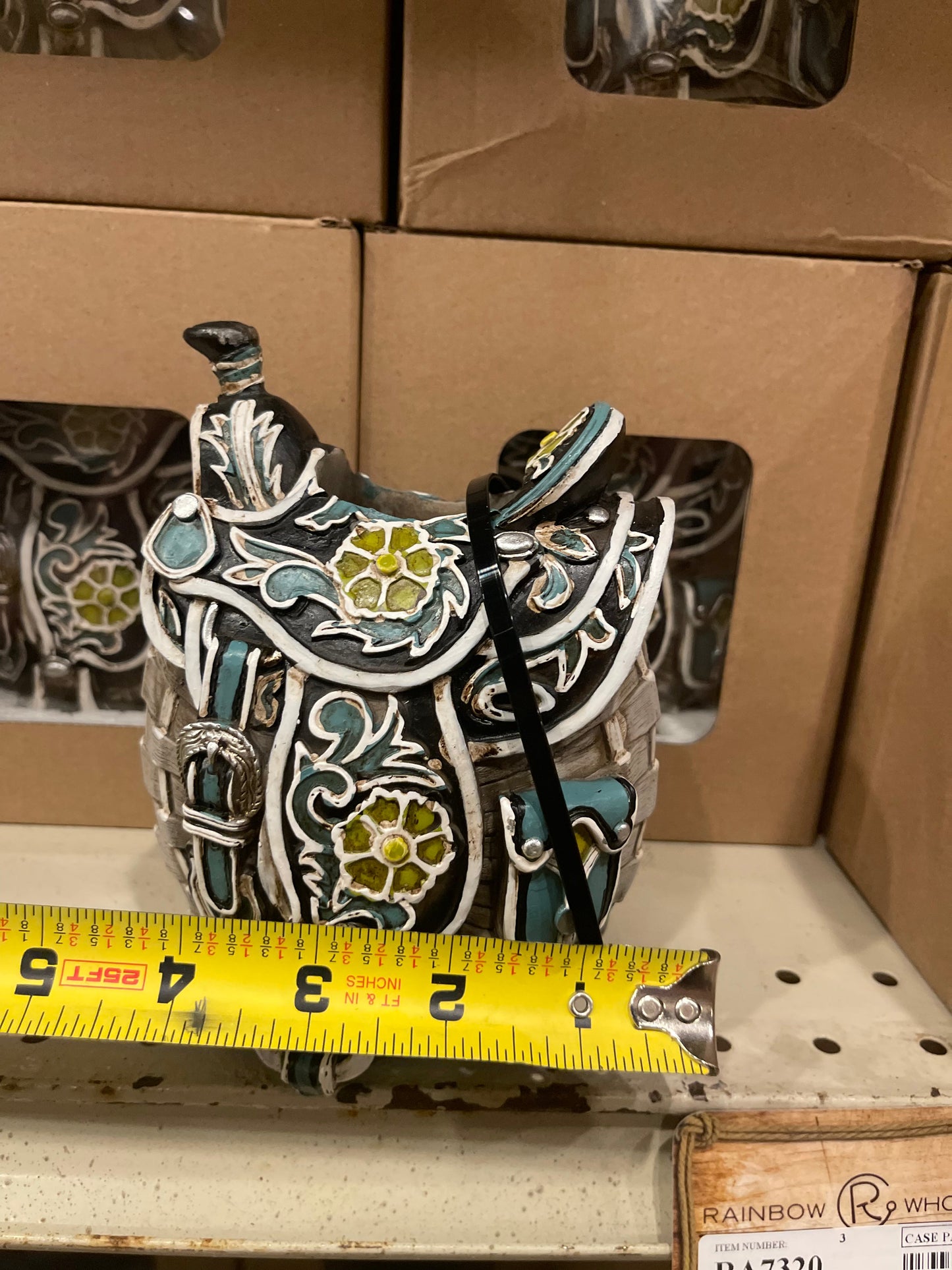 Grey Floral Saddle Vase