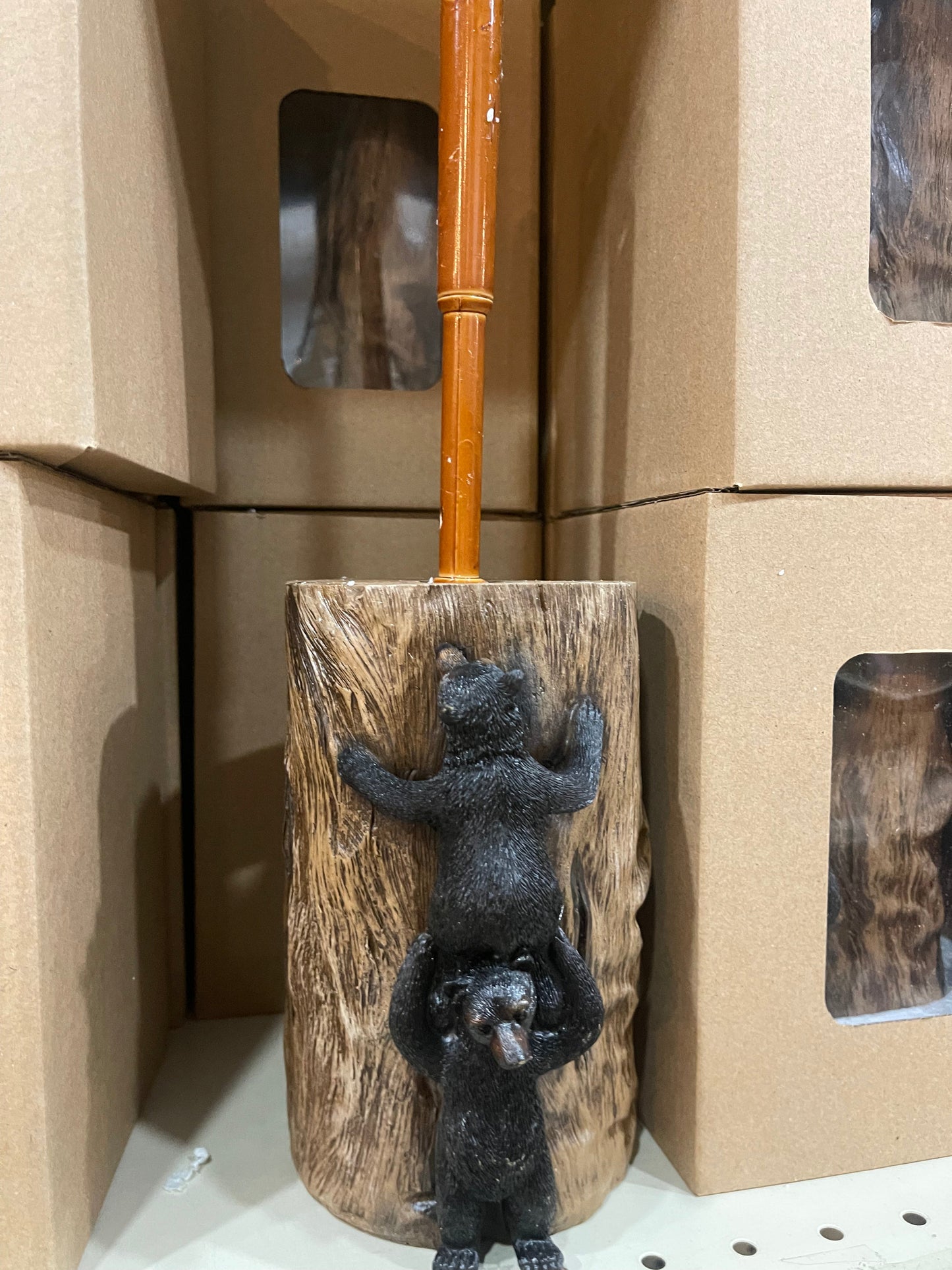 Black Bear Toilet Brush Holder
