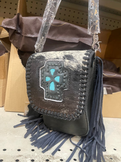 Turqouise Cross Belt Loop Fringe Crossbody