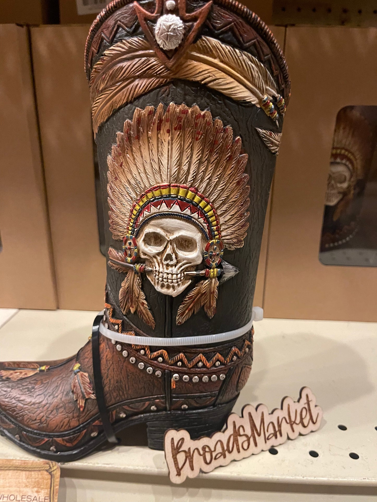 Cowskull Skeleton Chief Boot Vase