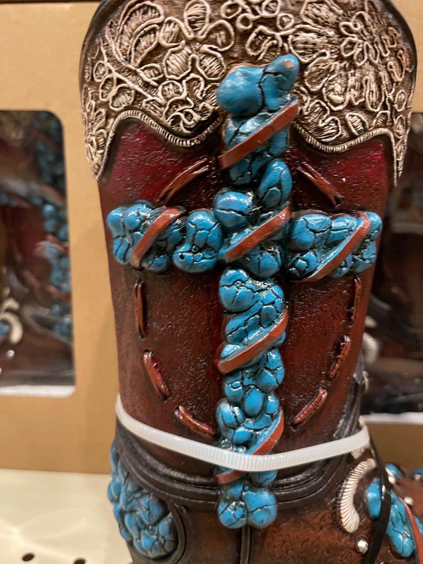 Turqouise Cross Stone Boot Vase