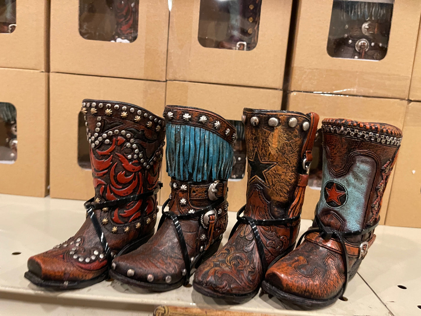Western Boot Vases set of 4
