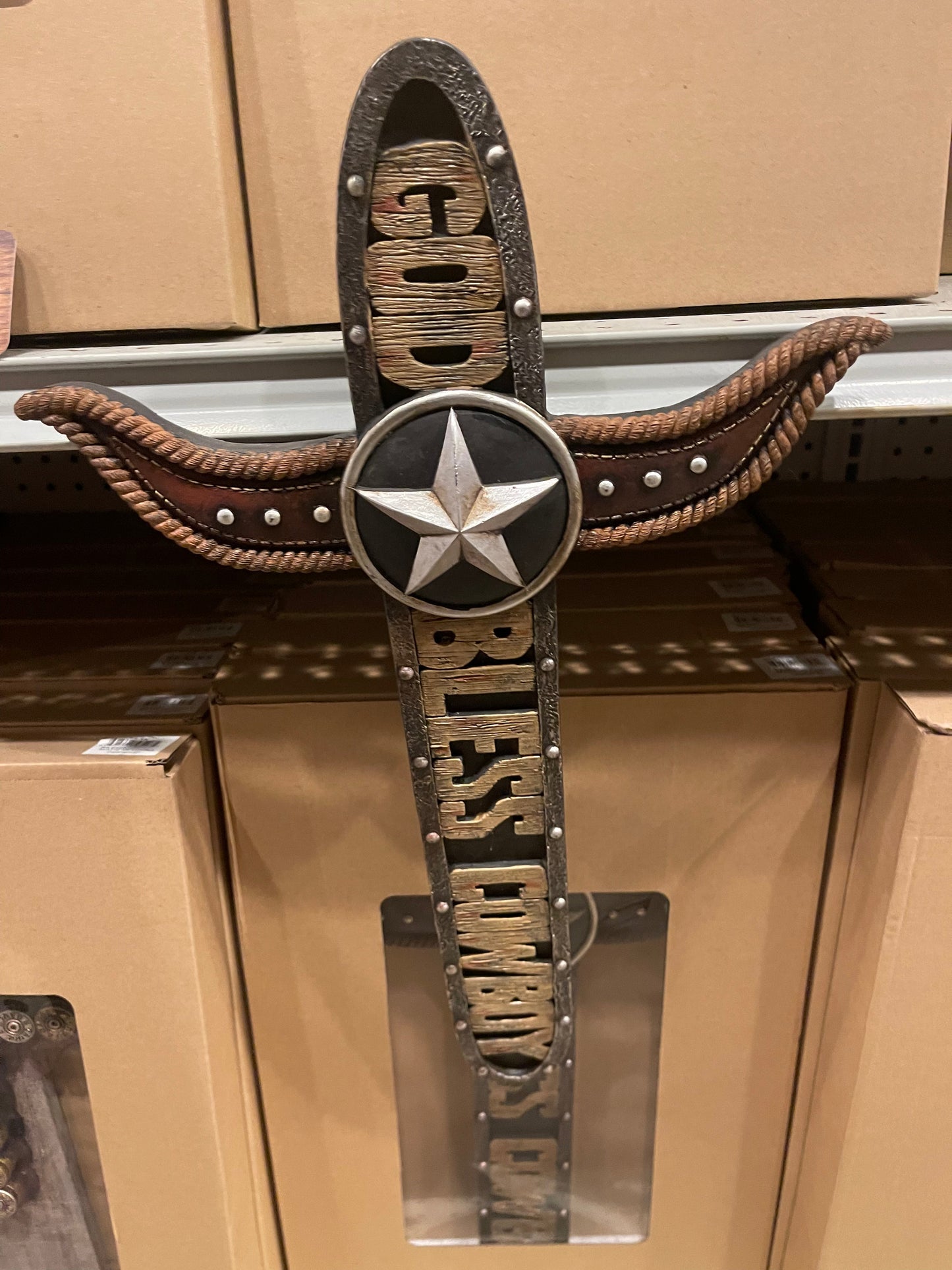 Western God Bless Cowboy Cross