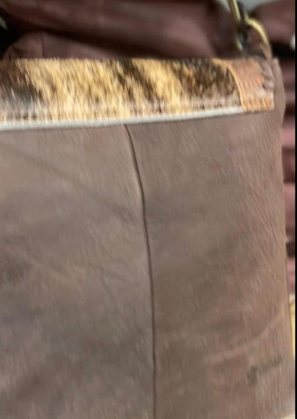 Cowhide Tooled Turquoise Concho Purse