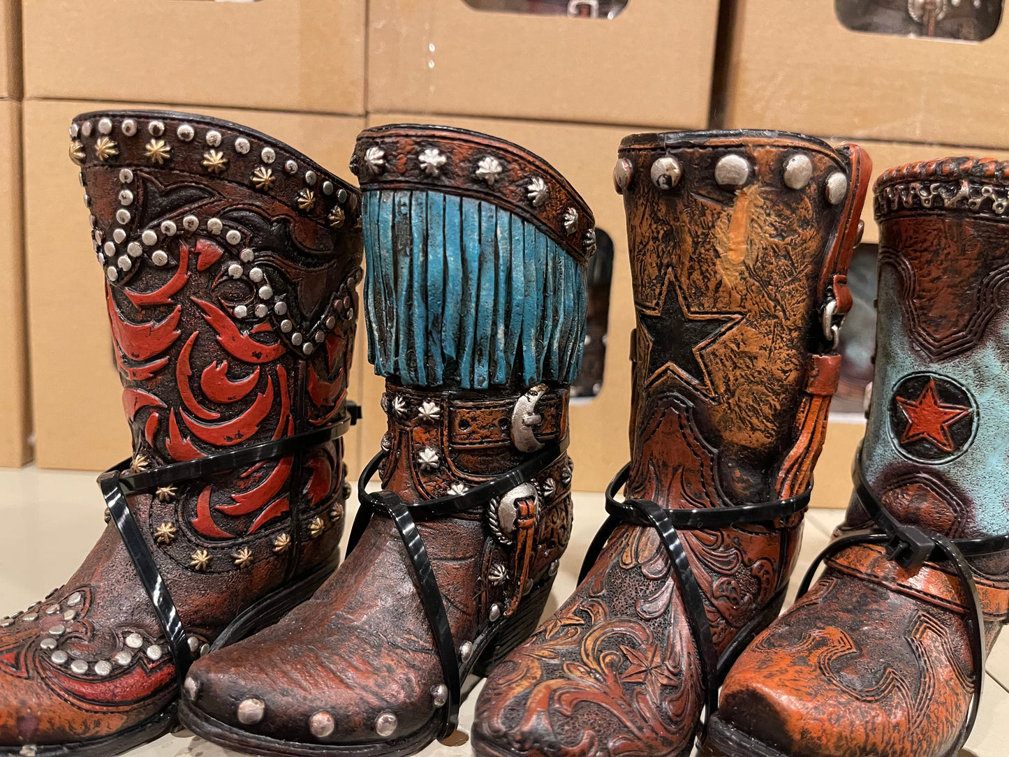 Western Boot Vases set of 4