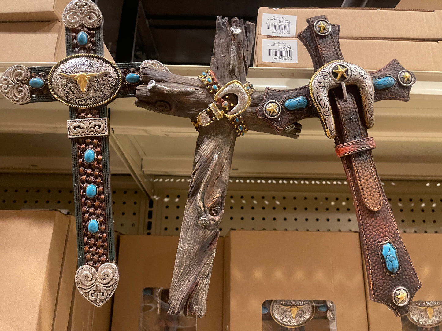 Western Belt Buckle Crosses Set of 3