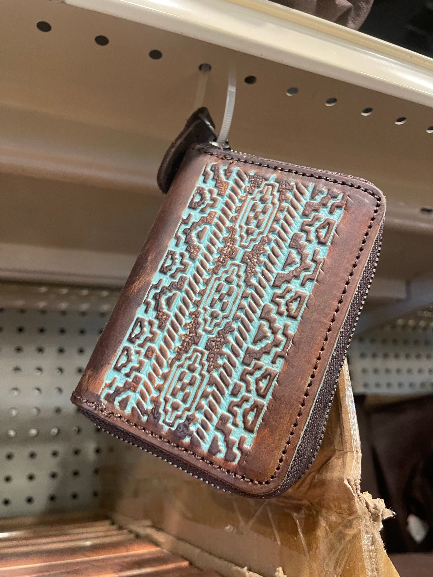 Leather Aztec Wallet Card Holder