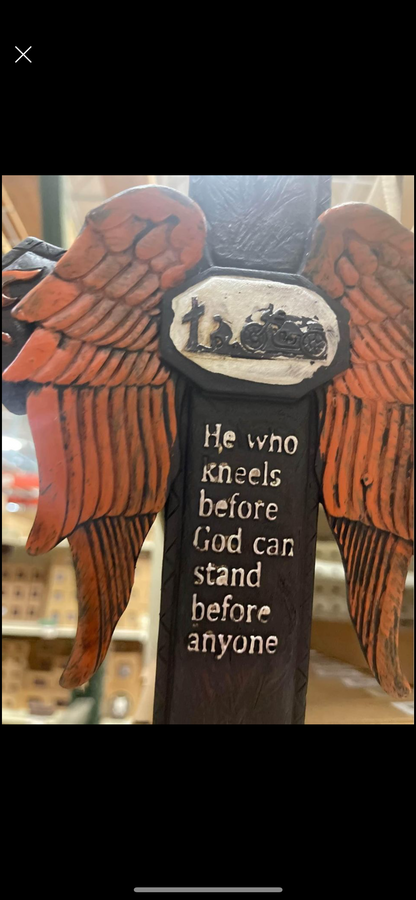 Praying Motorcycle Biker Cross
