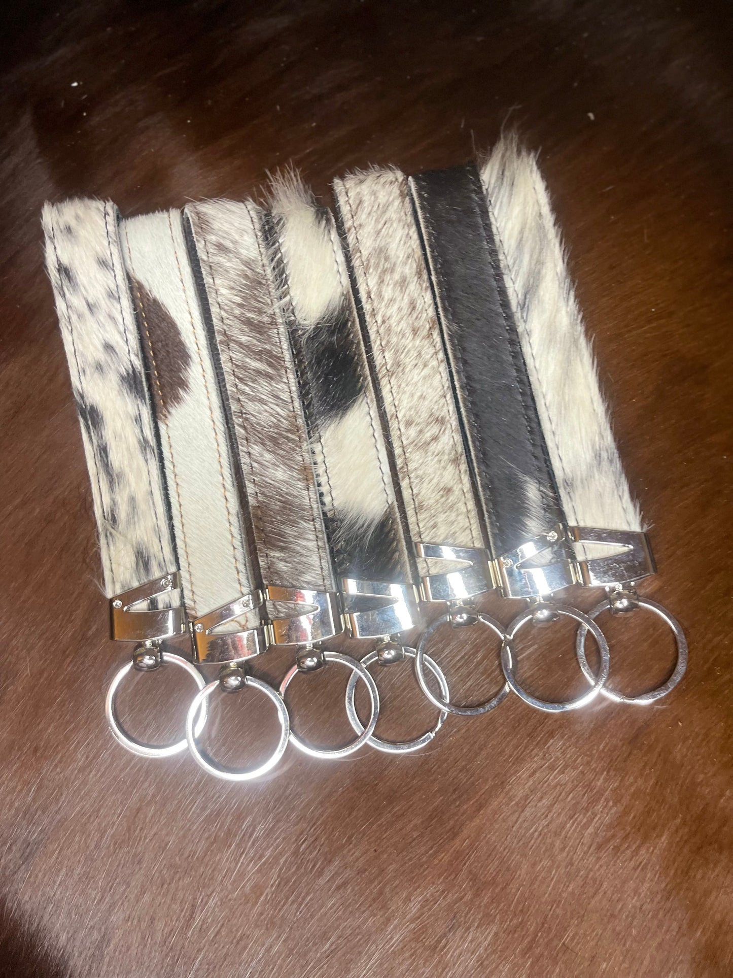 Cowhide Wristlet Keychains