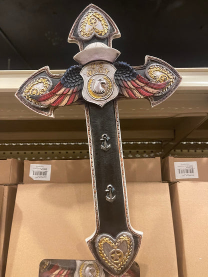 Navy Winged Wall Cross