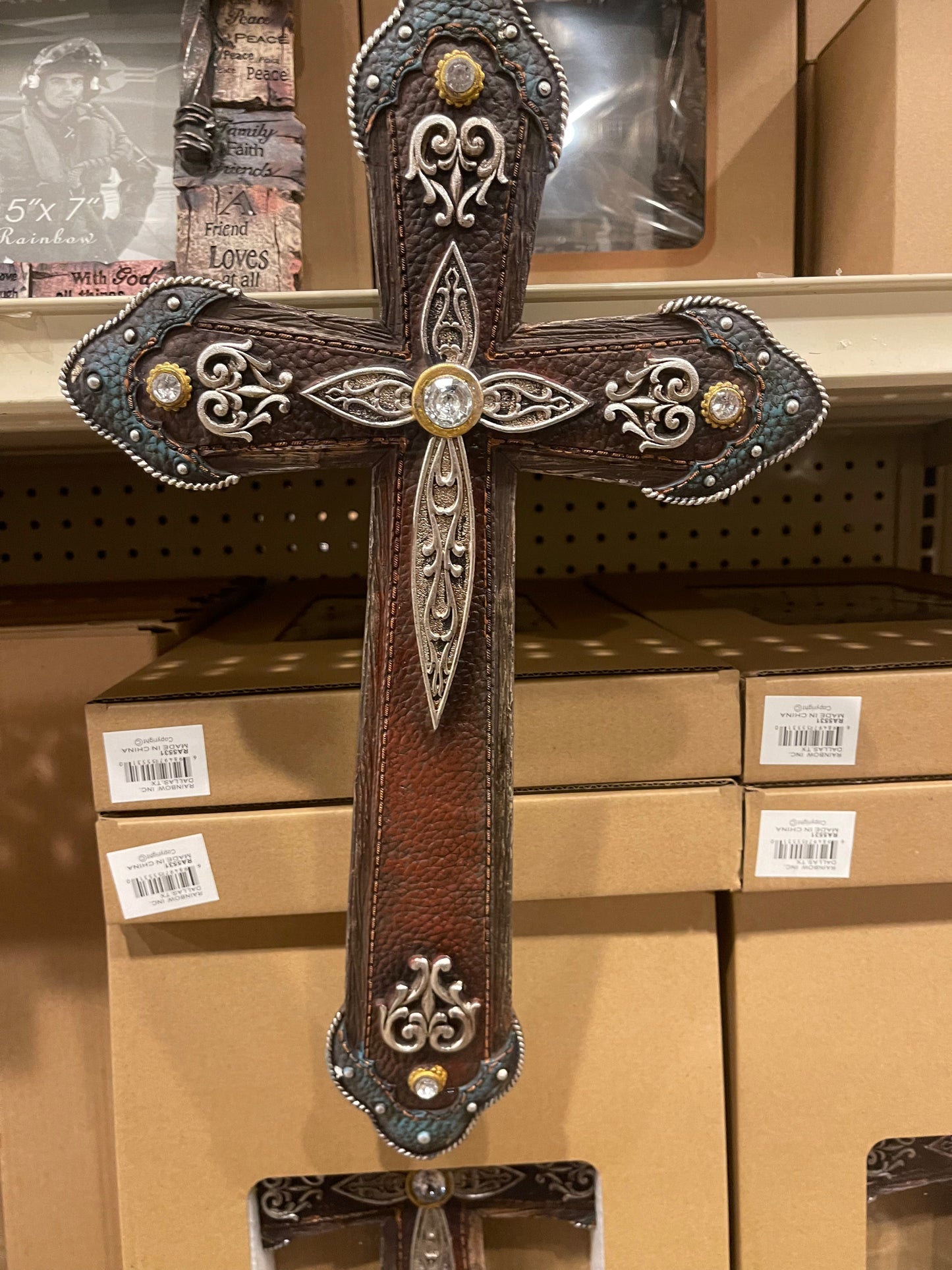 Western Turqouise Silver Studded Cross