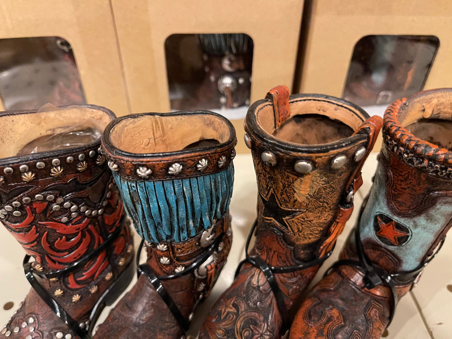 Western Boot Vases set of 4