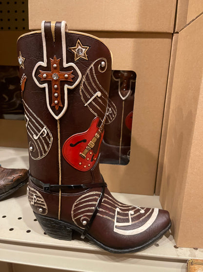 Nashville Guitar Music Boot Vase
