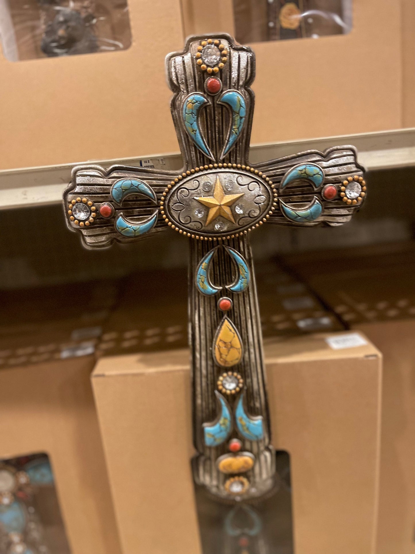Turquoise Stone Medallion Cross