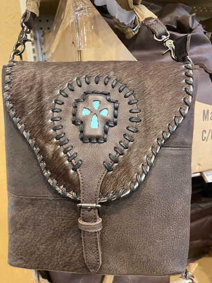 Cowhide Turquoise Stone Crossbody