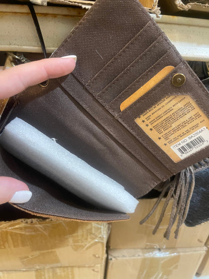 Braided Cowhide Wristlet Wallet