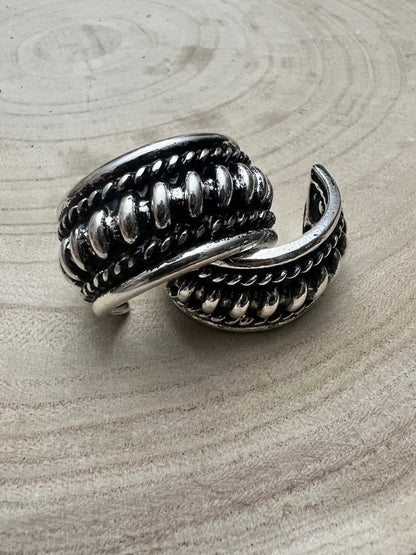 Large Western Twisted Wire Fashion Silver Hoop Earring
