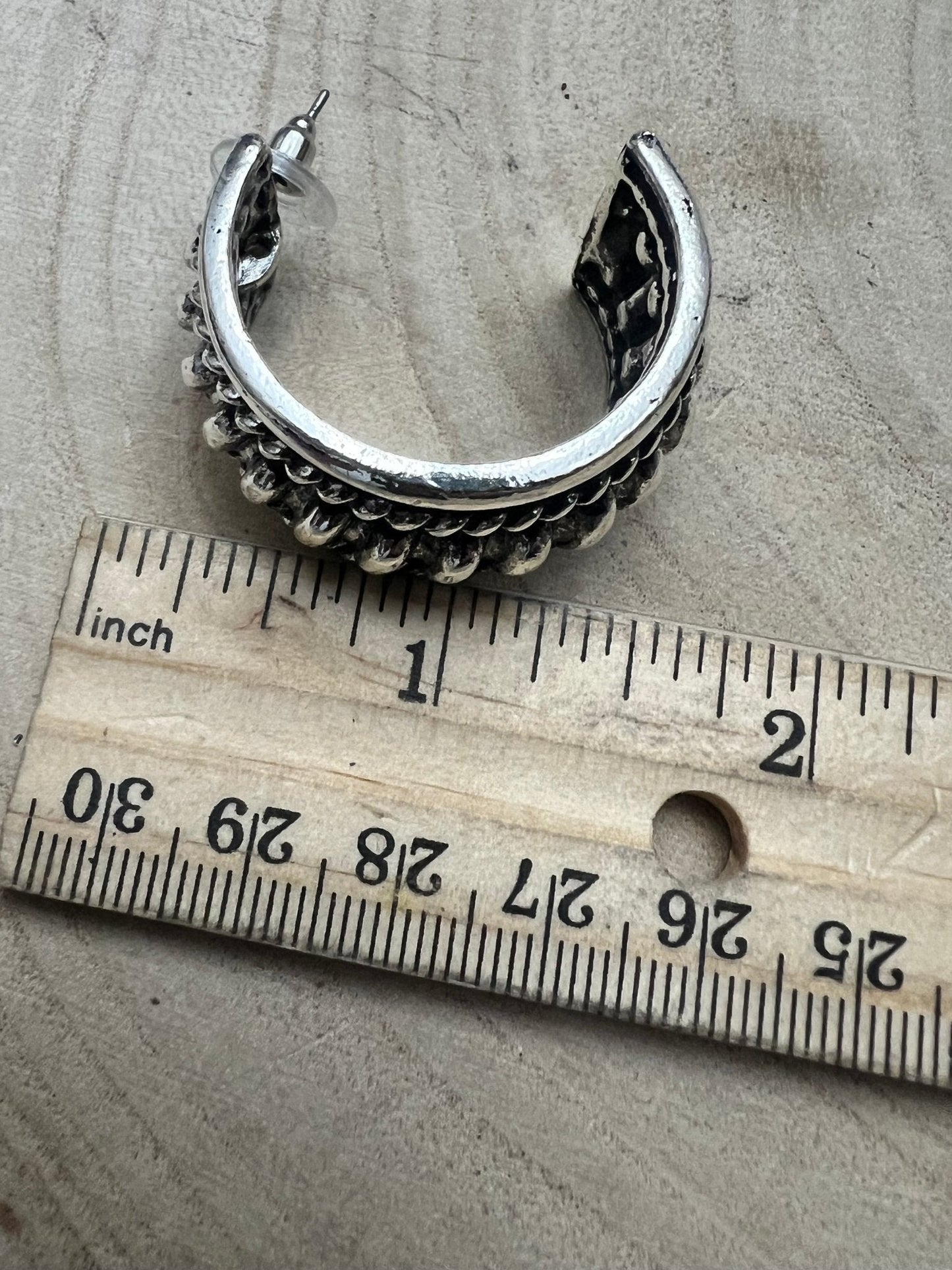 Large Western Twisted Wire Fashion Silver Hoop Earring