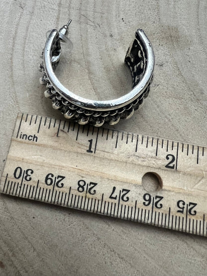 Large Western Twisted Wire Fashion Silver Hoop Earring