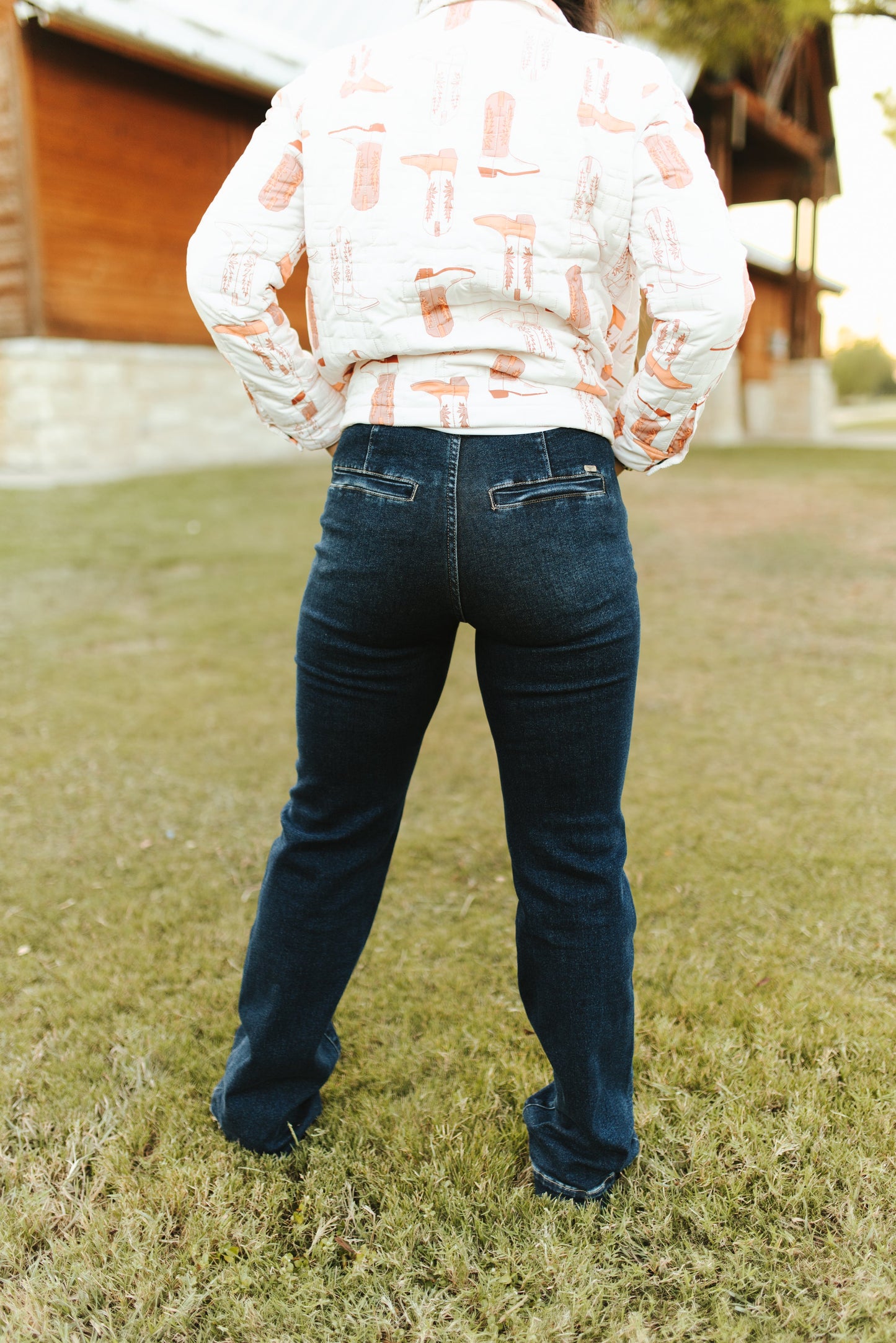High Rise Western Yoke Jeans